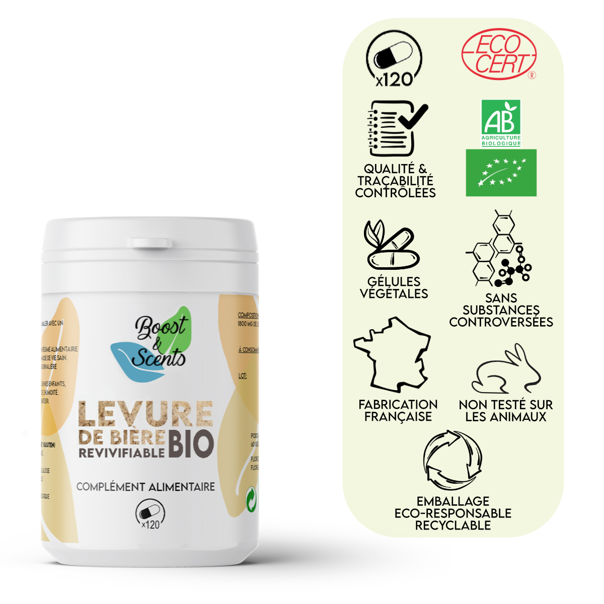 Acheter Levure nutritionnelle inactive biodisponible à la vitamine D 60  capsules de 500mg Energy Feelings
