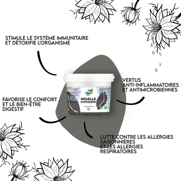 Bienfaits graine de Nigelle pure Bienfaits graine de Nigelle
