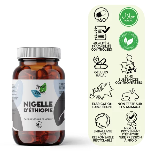 capsules d'huile de nigelle d'éthiopie